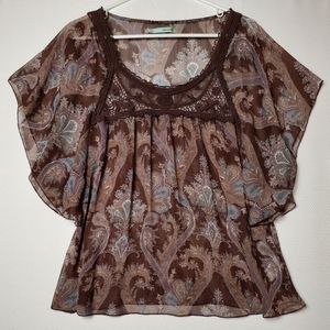 Maurices Brown, Blue & Purple Sheer Top